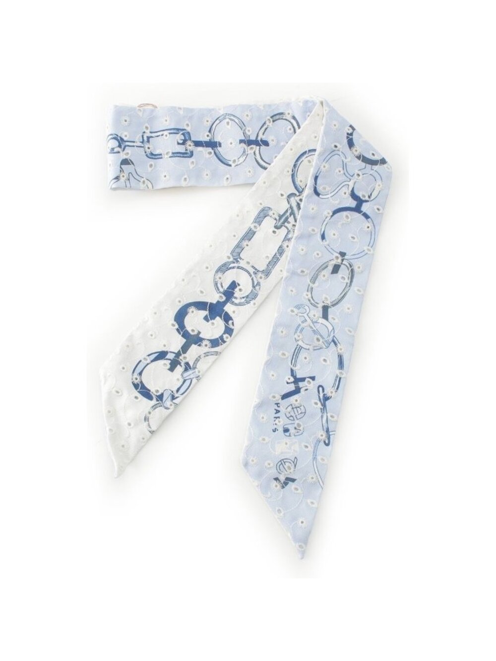 Hermes Twilly Do Re Boucle Silk Double Face Stitch Embroidery Bandana Scarf